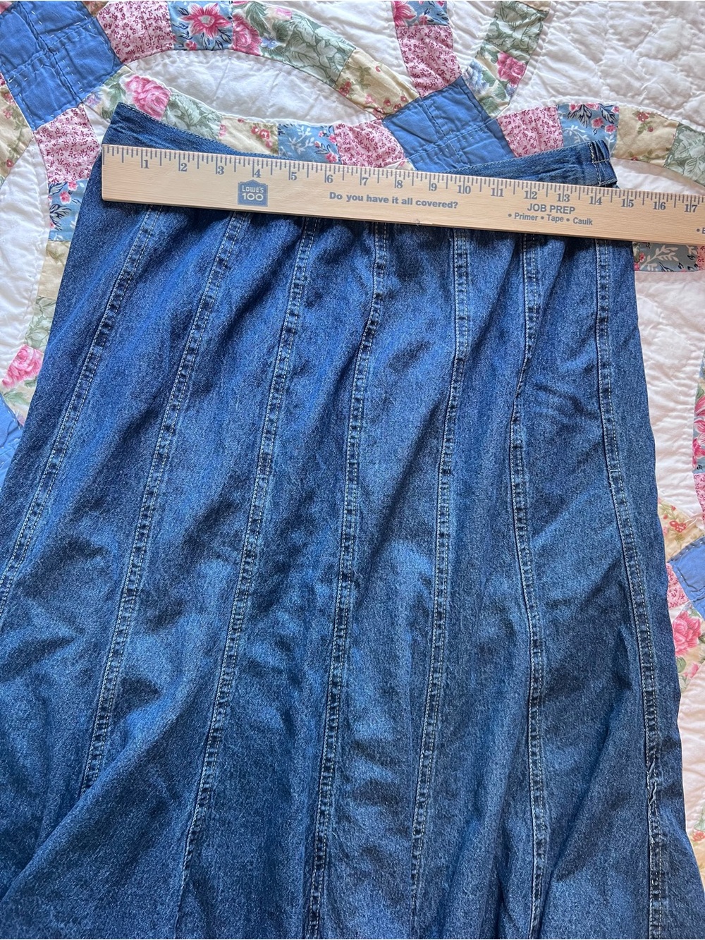 Studio West Denim Paneled Midi Skirt Medium Comfort Stretch Casual Boho - Picture 6 of 6
